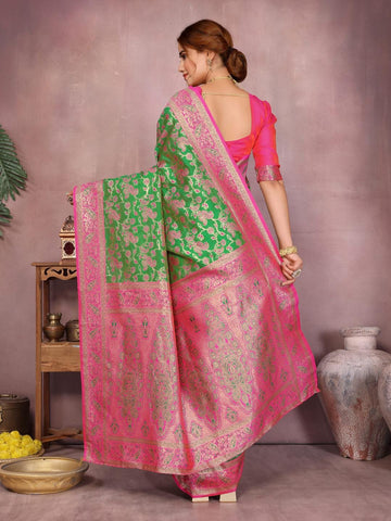 Varanga Women Banarasi Saree With Blouse Piece